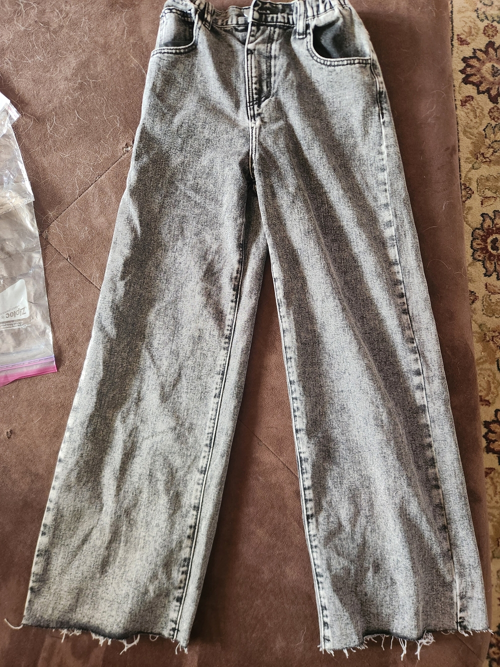 SHEIN Acid Wash Gray Kids Straight-Leg Jeans